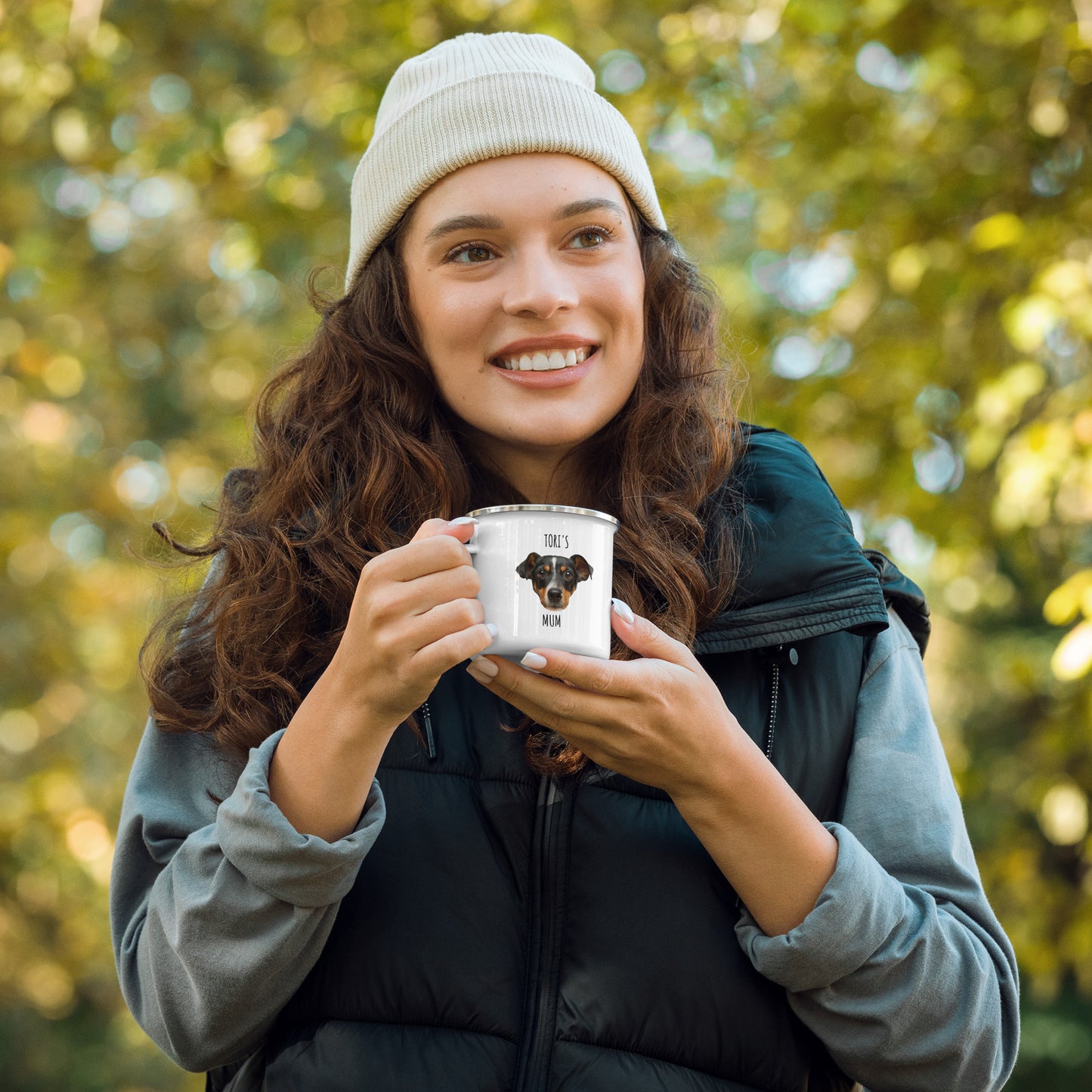 Custom Enamel Mug with Pet Picture